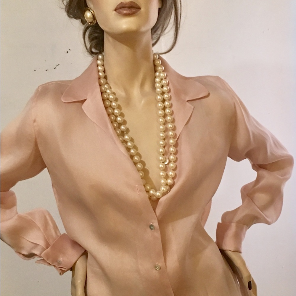 Vintage Brooks Brothers Women organza blush blouse